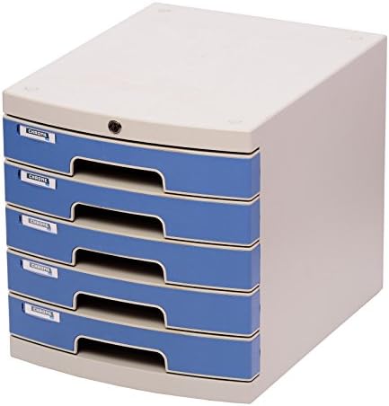 Chrome 5 Compartment Plastic Drawer with Lock System (Blue)