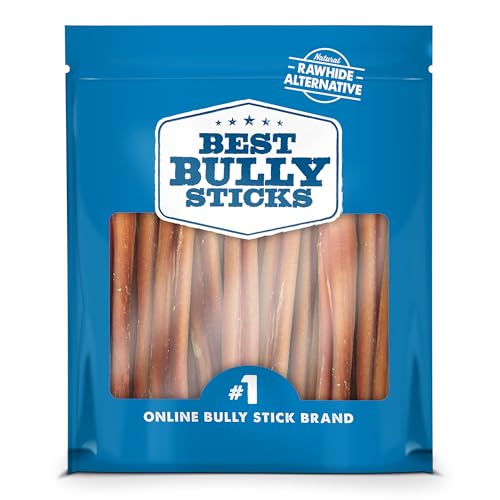 Best Bully Sticks 6 Inch Odor-Free Bully Sticks - 20 Count (Pack of 1) - Bulk Bag, Odorless Natural Grass-Fed Beef, Easily Digestible, No Grain or Rawhide, Ideal for Big Breeds