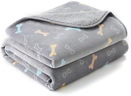 Allisandro 防水ブランケット カウチ 椅子 車 ベッド用 洗濯機洗い可能 3層防水家具プロテクター かわいい足跡プリント 大人 ペット 犬 猫用 78 X 55 グレー Inner Zone Com
