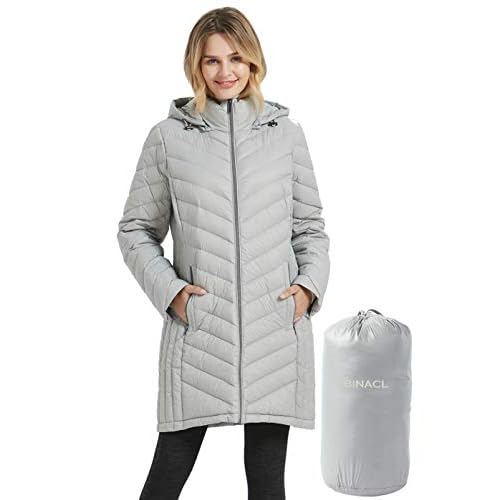 lightweight packable hooded long down jacket