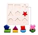 Amberetech Wooden Toys Montessori Color Math Shapes Geometric Puzzles,5.9inches,Pack of 3