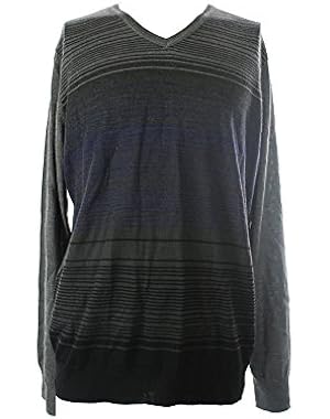 Calvin Klein New Grey Striped Merino Wool-Blend Sweater L