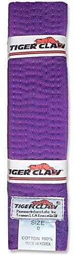Tiger Claw 100% Cotton Martial Arts Uniform Ranking Belt – 10 Solid Colors (Black, Yellow, Purple, Red, Blue, Green…