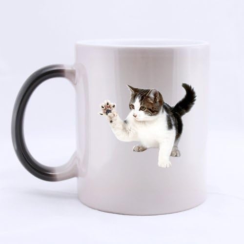 Ceramic Morphing Mug Funny Cat Color Changing Mug Coffee/Tea Mug (11 Oz) Gift Choice For Animal Lovers