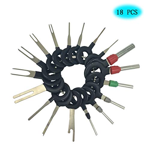 kweiny Auto Terminals Removal Key Tool Set Car Electrical Wiring Crimp Connector Extractor Puller Release Pin Kit (18 Pieces) - Thumbnail 7