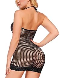 FasiCat babydoll elastizado de red multicolor con escote halter para dama