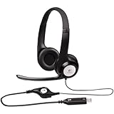 Logitech ClearChat Comfort/USB Headset H390, Noise Cancelling Microphone, Headphones for Computer (Black)