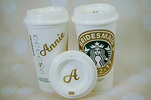 Bridal Party Starbucks reusable plastic travel mug, 16oz, high quality vinyl decal, handwash only
