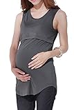 Sweet Mommy Bamboo Simple Maternity and Nursing Long Tank Top Charcoal, M
