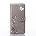 HAOTP(TM) Beauty Luxury 3D Fashion Handmade Bling Crystal Rhinestone Butterfly Fashion Floral Blue PU Flip Stand Credit Card ID Holders Wallet Leather Case Cover for iPhone 6 6S 4.7