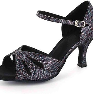 DaMonicv Women's Sandals Heel Modern Beautiful Dance Shoes for Ballroom Latin/Jazz/Tango,Champagne,US7.5/EU38/UK5.5/CN38