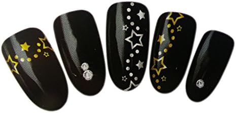 Glittering Party Stars Design Nail Art Wrap Water Transfer Decal Sticker for Natural/False Nails - GOLD