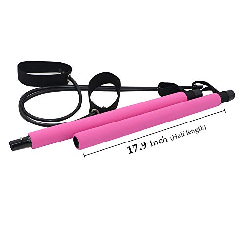 Portable Pilates Bar Kit with Resistance Band,Yoga Exercise Pilates Bar with Foot Loop Yoga Pilates Stick Total Body Workout Toning Bar for Yoga,Stretch,Twisting,Sit-Up Bar Resistance Band by Yoruii