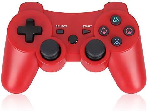PS3 Controller Wireless Double Shock Gamepad for Playstation 3, Sixaxis Wireless PS3 Controller with Charging Cable,Compatible with Playstation 3 (Red)