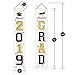 ORIENTAL CHERRY Graduation Banners 2021 Congrats Grad - Graduation Party Decorations Supplies - Hanging Flags Porch Sign Outdoor Home Door Décor - Black Gold White