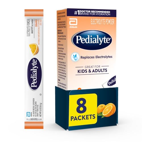 Pedialyte Electrolyte Powder, Hydration Drink for Kids & Adults, Orange, 8 Powd…