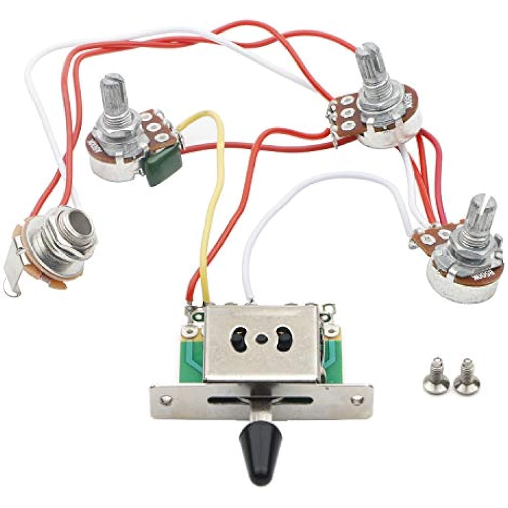 Strat Guitar Wiring Harness Prewired 3x 500k Pots 1 Volume 2 Tone