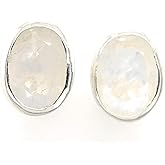 Natural Rainbow Moonstone 925 Solid Sterling Silver Earrings 7mm