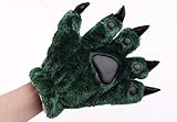 Hongyu Fashion Warm Adorable Unisex Plush Fancy Party Kigurumi Pet Panda Bear Cat Cartoon Animal Paw Claw Hand Gloves Women Men Green