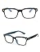 CGID CT84 Computer Glasses Readers Reading Video Gaming Glasses of Anti Blue Light Eye Strain and UV Light,Vintage Rectangle Black Blue Frame,Transparnet Lens