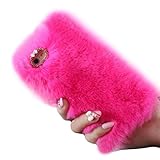 iPhone 7 Case, iPhone 7 Plus Case, Yoyorule Luxury Crystal Bling Case Winter Warm Soft Faux Fluffy Villi Fur Plush Wool Cover Skin (iPhone 7, Hot Pink)