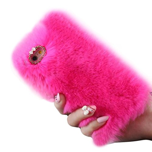 UPC 648179591709, iPhone 7 Case, iPhone 7 Plus Case, Yoyorule Luxury Crystal Bling Case Winter Warm Soft Faux Fluffy Villi Fur Plush Wool Cover Skin (iPhone 7 Plus, Hot Pink)