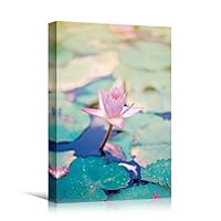 Canvas Wall Art Water Lily Bohemian Colorful Floral Group Multicolor Photography - 12x18 inches