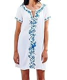 Bestyou Women's Embroideried Swimsuit Cover up Tunic Shirts Beachwear US XS-M