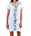 Bestyou Women's Embroideried Swimsuit Cover up Tunic Shirts Beachwear Free Size