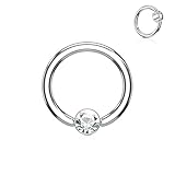 Inspiration Dezigns CZ Round Flat Cylinder Captive Hoop Ring (Sold Individually) (16G, L: 5/16