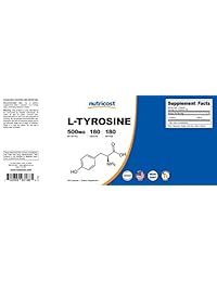 Nutricost L-tirosina 500 mg, 180 cápsulas, 1 botella, 1