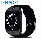 Corelink Bluetooth 8GB Memory Smart Watch Wrist Watch Phone with Camera Touch Screen for Samsung HTC LG Android Phone Smartphone, support SIM Card (Black-APRO)
