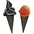 AussieBlends Waffle Ice Cream Cones Bulk For Soft Serve, Gelato, and Scooped Ice Cream, Waffle Cones Bulk, Dark Chocolate Cone Flavor, 312 Count (Black Cocoa, Regular Size)