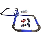 Tracer Racers R/C High Speed Remote Control Super 8 Speedway Glow Track Set with Two Cars for Dual Racing, Glow Blue