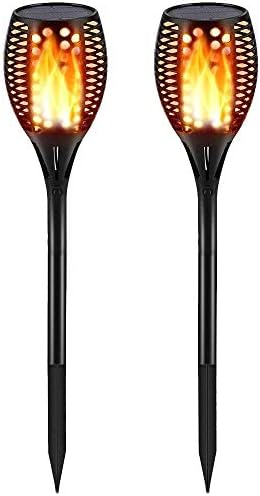 4 Pack Blue Solar Torch Lights - Flickering Flame Outdoor Garden Lights With Auto On/Off