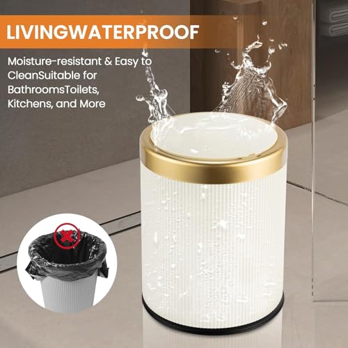 ORCHID M® 10L Trash Can,Plastic Garbage Can with Push Button,Kitchen Trash Can with Lid, Large Capacity Waste Basket for Kitchen, Home, Living Room, Toilet, Office (Black)