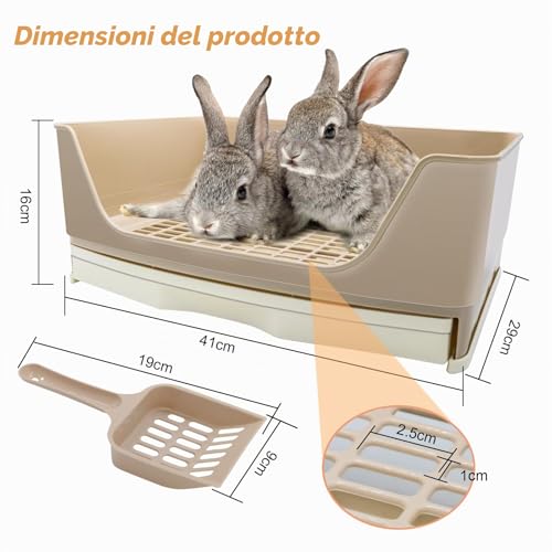 HYLYUN Rabbit Litter Tray Large Corner with Pull Out Drawer Home Cat Cage with Durable Shovel for Small Animals, Guinea Pigs