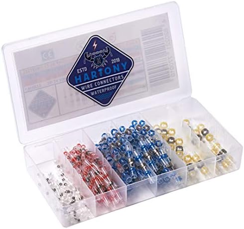 50PCS Solder Seal Wire Connectors Waterproof Solderless Heat Shrink Sleeve Kit by Hartony (23Red 12Blue 10White 5Yellow)