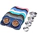 VIVAGLORY Dog Bowls Stainless Steel Water and Food Bowl Pet Cat Feeder with Non Spill Skid Resistant Silicone Mat, Small, Navy Blue