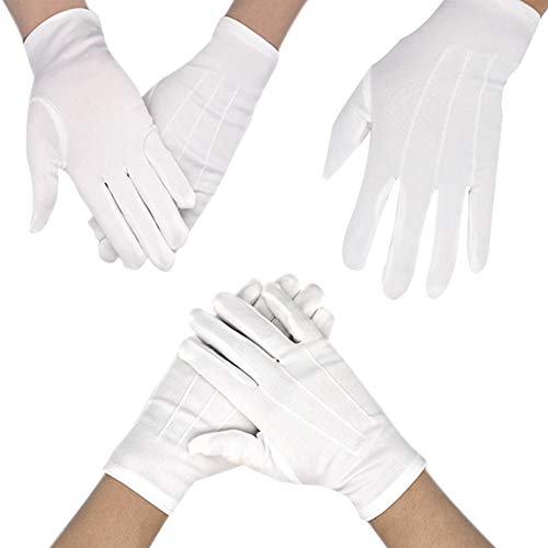 6 Pairs White Gloves for Children's Hand Moisturizing Gloves Nylon Cotton Gloves for Police Formal Tuxedo Honor Guard and Special Occasions (M)