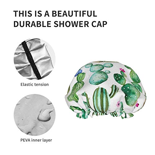 Watercolor Cactus Plant Luxury Shower Cap For Women Waterproof, Reusable Shower Cap For Women Peva Lining Oversized Design For All Hair Lengths 10.6 Ins In Diameter 5 Watercolor Cactus Plant Luxury Shower Cap For Women Waterproof, Reusable Shower Cap For Women Peva Lining Oversized Design For All Hair Lengths 10.6 Ins In Diameter