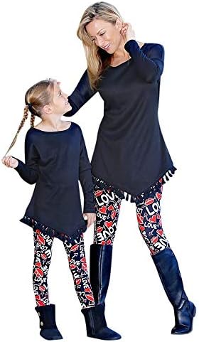 Family Wear Christmas Mommy ＆Me Children Letter Heart Print Family Pants Clothes