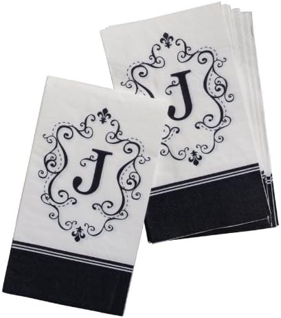 Guest Towel Size Paper Napkin,Monogram "J"