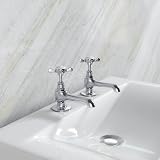 Deva CR19 Chrome Basin Mixers Set of 2 Hot Cold Cross Handle Pillar Taps 12yr view 3