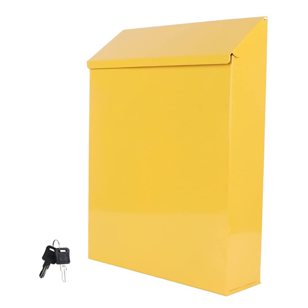 Metal Suggestion Box, Wall Mounted Donation Box Lock Box with Key Ballot Box Secure Box Mail Box Collection Box with Top Slot for Donation Forms Envelopes