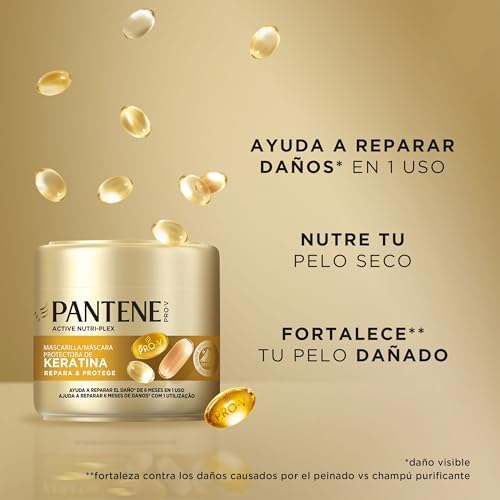Pantene pro-v shampoo repara e protege 1 l com dispensador, máscara protetora de queratina 500ml, cabelos secos e danificados