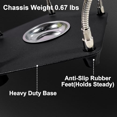 TERRIFI Soldering Station Helping Hands with Magnifying Glass - Third Hand Solder Tool PCB Holder - Heavy Duty Base Plate, Four Flexible Arms for Soldering and Electronic Repair