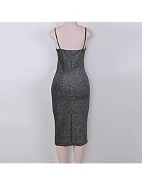 Primoda - Vestido sexy sin espalda para mujer, vestido con purpurina con espagueti, vestido de graduación sin espalda para cóctel, fiesta de noche