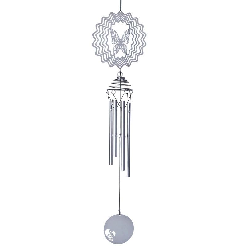 Metal Animal Wind Chimes, Adjustable 4 Thickened Aluminum Tubes, Hanging Garden Ornaments for Outdoors Indoors Balcony Tree Patio Backyard Home Decor (Butterfly)