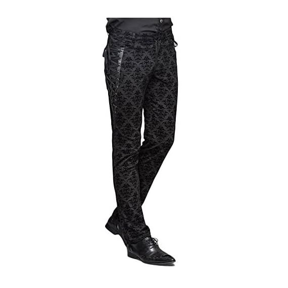 Devil-Fashion-Punk-Men-Cotton-Dress-Pants-Victorian-Printed-Bandage-Bridal-Pants-L